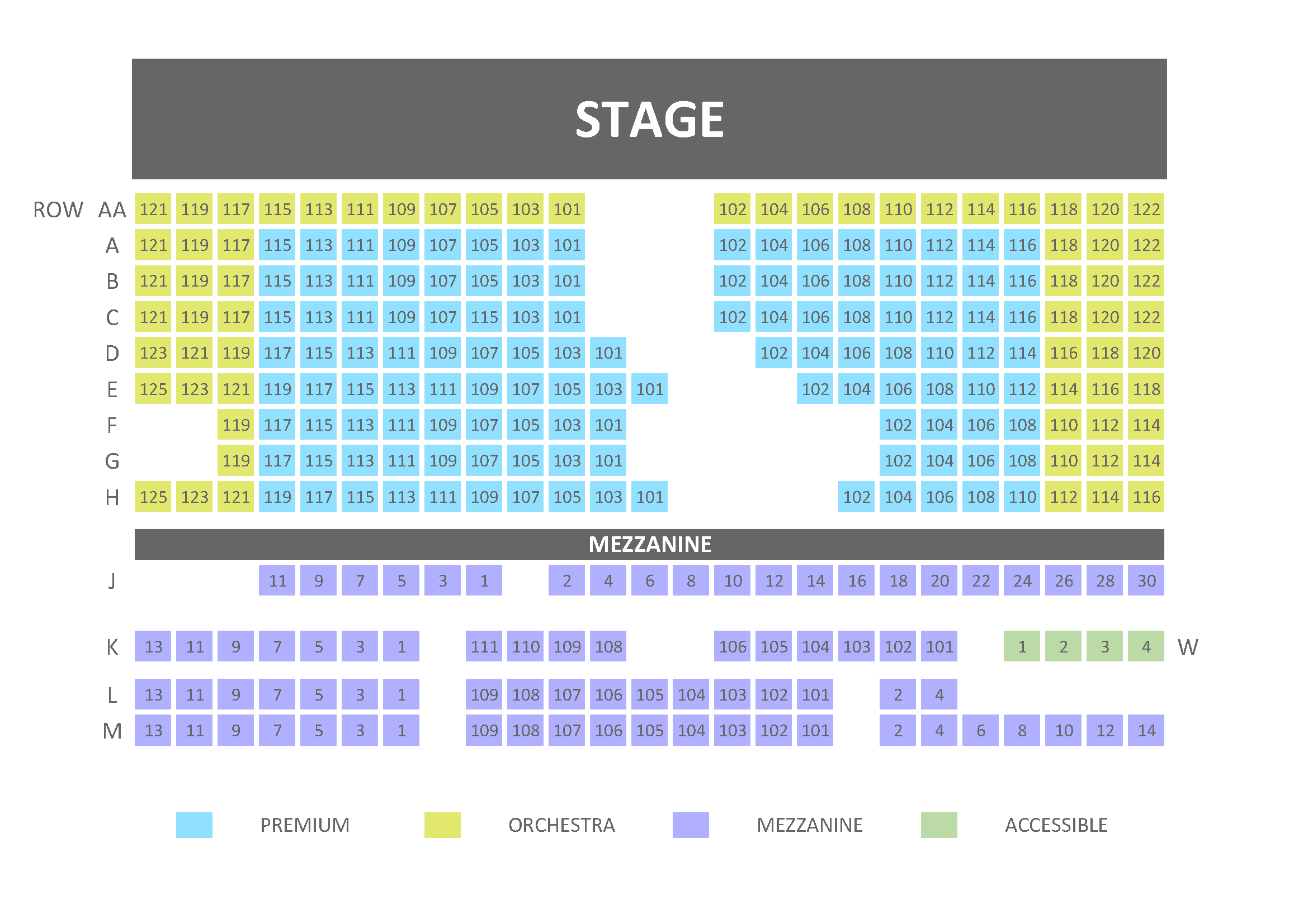 San Francisco Playhouse seat map chart