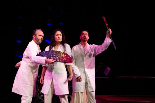 Keith Pinto*, Rinabeth Apostol*, and Wilson Jermaine Heredia*, in Starting Here, Starting Now at San Francisco Playhouse.