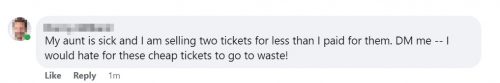Never purchase tickets from social media.