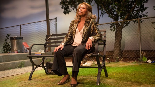 Barbara (Margo Hall*) reflects on her life in 'Barbecue' at San Francisco Playhouse.