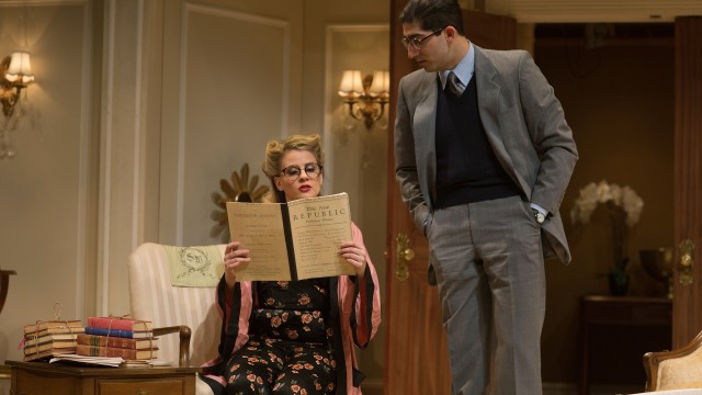 Billie Dawn (Millie Brooks*) learns about politics from Paul Verrall (Jason Kapoor*).