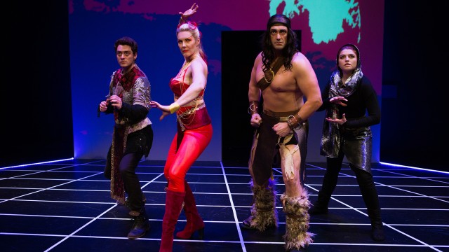 The in-game avatars of Trent (Devin O'Brien), Morwyn (Annemaria Rajala), Feldrick (Tyler McKenna), and Katja (Emily Radosevich).