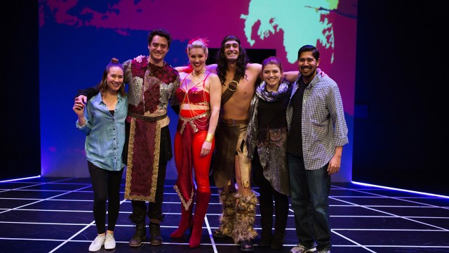 The cast of Non-Player Character (L-R: Charisse Loriaux, Devin O'Brien, Annemaria Rajala, Tyler McKenna, Emily Radosevich, Dean Koya).