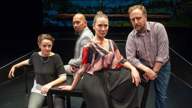 Lindsey (Katie Rubin*), Daniel (Jomar Tagatac*), Samantha (Charisse Loriaux*) and Ben (Cassidy Brown*) in 'You Mean to Do Me Harm' at San Francisco Playhouse.