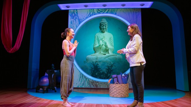 Joan (Susi Damilano*) seeks advice from L.A. yoga expert Romola (Ayelet Firstenberg*).