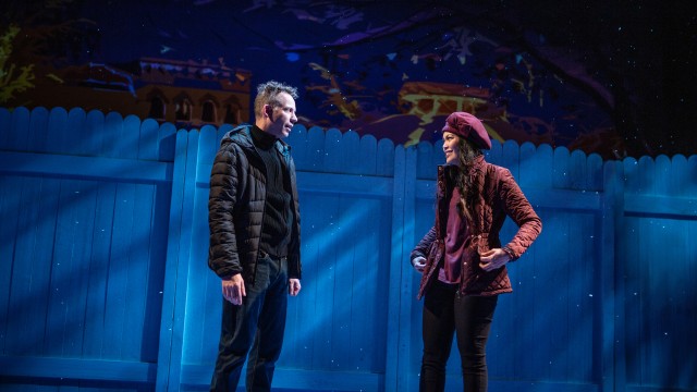 Phil Connors (Ryan Drummond*) shares a moment with Rita Hanson (Rinabeth Apostol*) on their date.