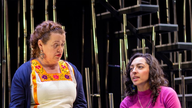 Carmen (Jennifer Proctor*) and Rosali (Gianna DiGregorio Rivera*) in 'Real Women Have Curves' at San Francisco Playhouse.