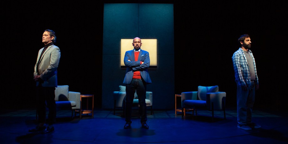 The cast of 'Art' at San Francisco Playhouse: Serge (Johnny Moreno*), Marc (Jomar Tagatac*), and Yvan (Bobak Bakhtiari*).