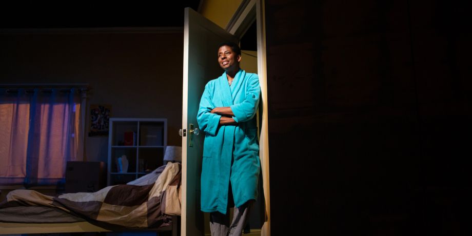 Crystal (Velina Brown*) takes a moment to reflect on her life in 'The Great Khan' by Michael Gene Sullivan at San Francisco Playhouse.