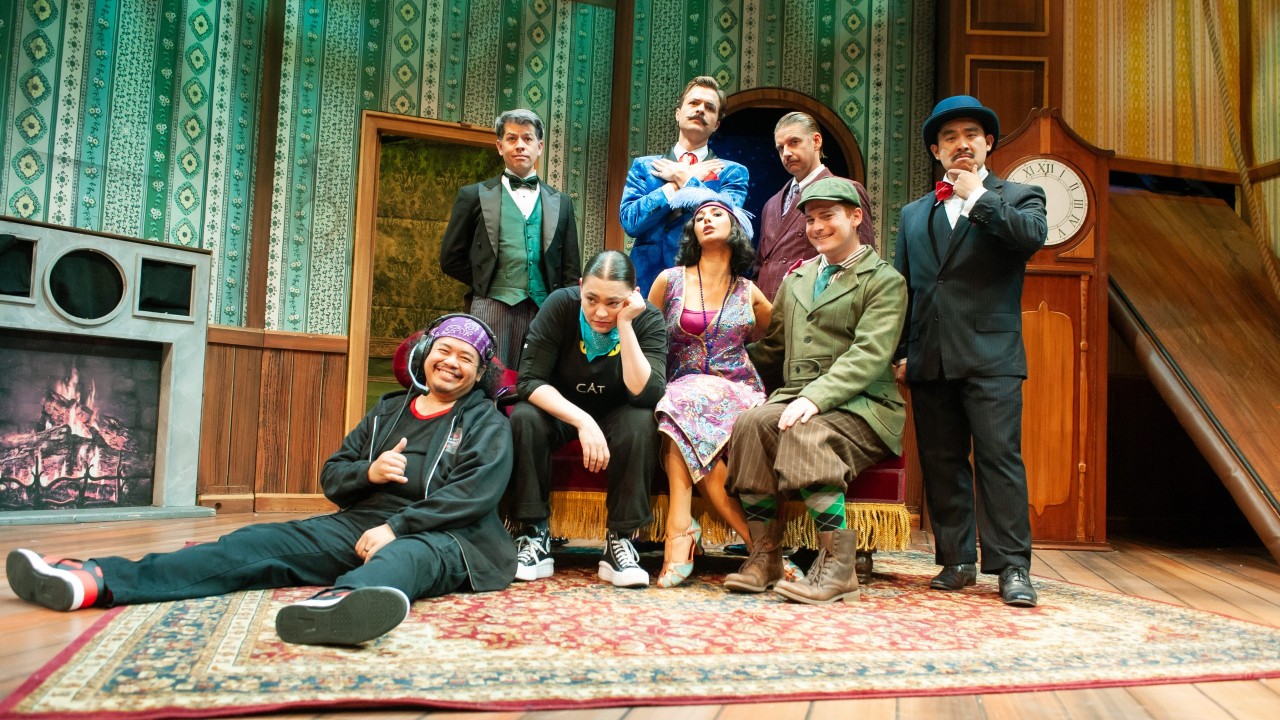 The cast of "The Play That Goes Wrong," presented by San Francisco Playhouse September 21 - November 9. "The Play That Goes Wrong" production photo.