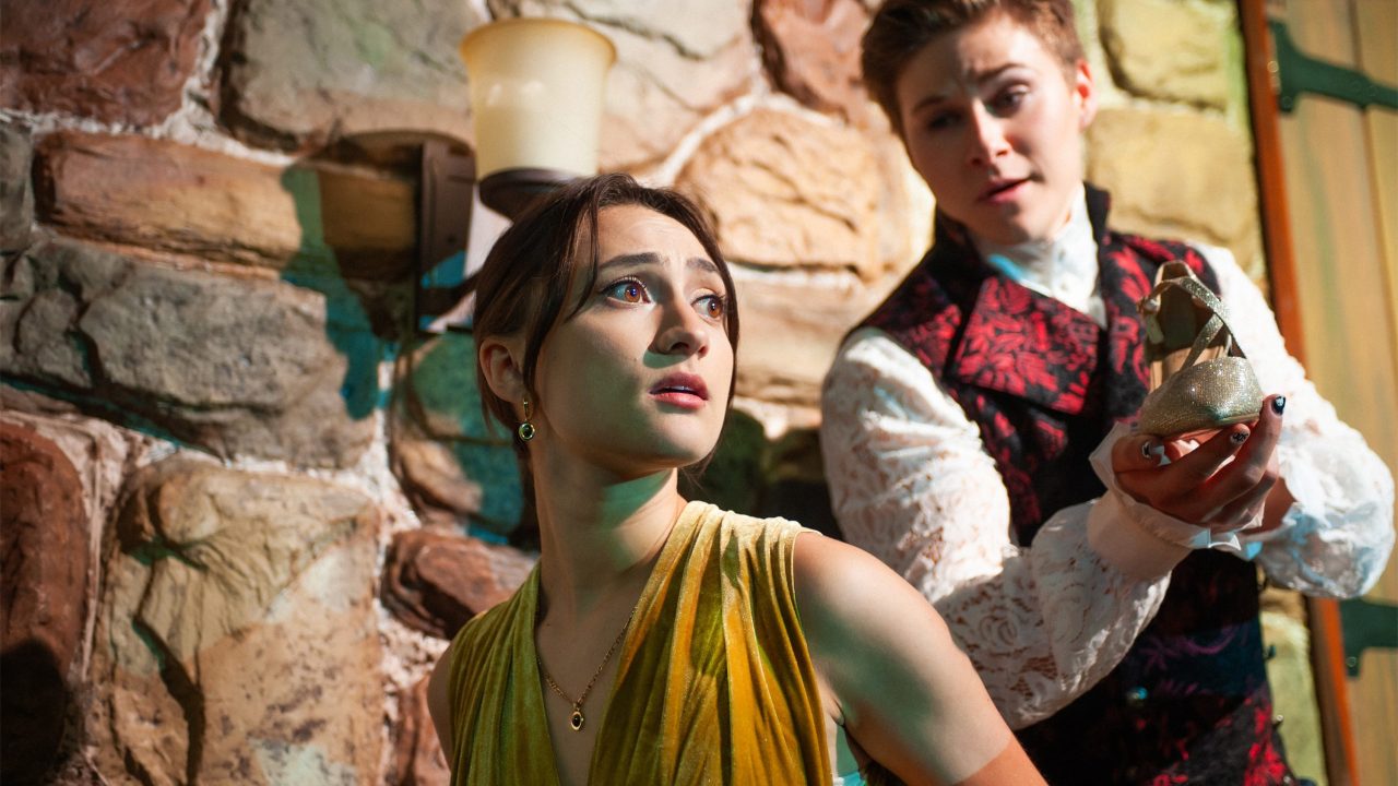 Jillian A. Smith as Cinderella and Trevor March as her prince in San Francisco Playhouse's "Into the Woods," performing November 20, 2025 - January 17, 2026. Jillian A. Smith as Cinderella and Trevor March as her prince in San Francisco Playhouse's "Into the Woods," performing November 20, 2025 - January 17, 2026.