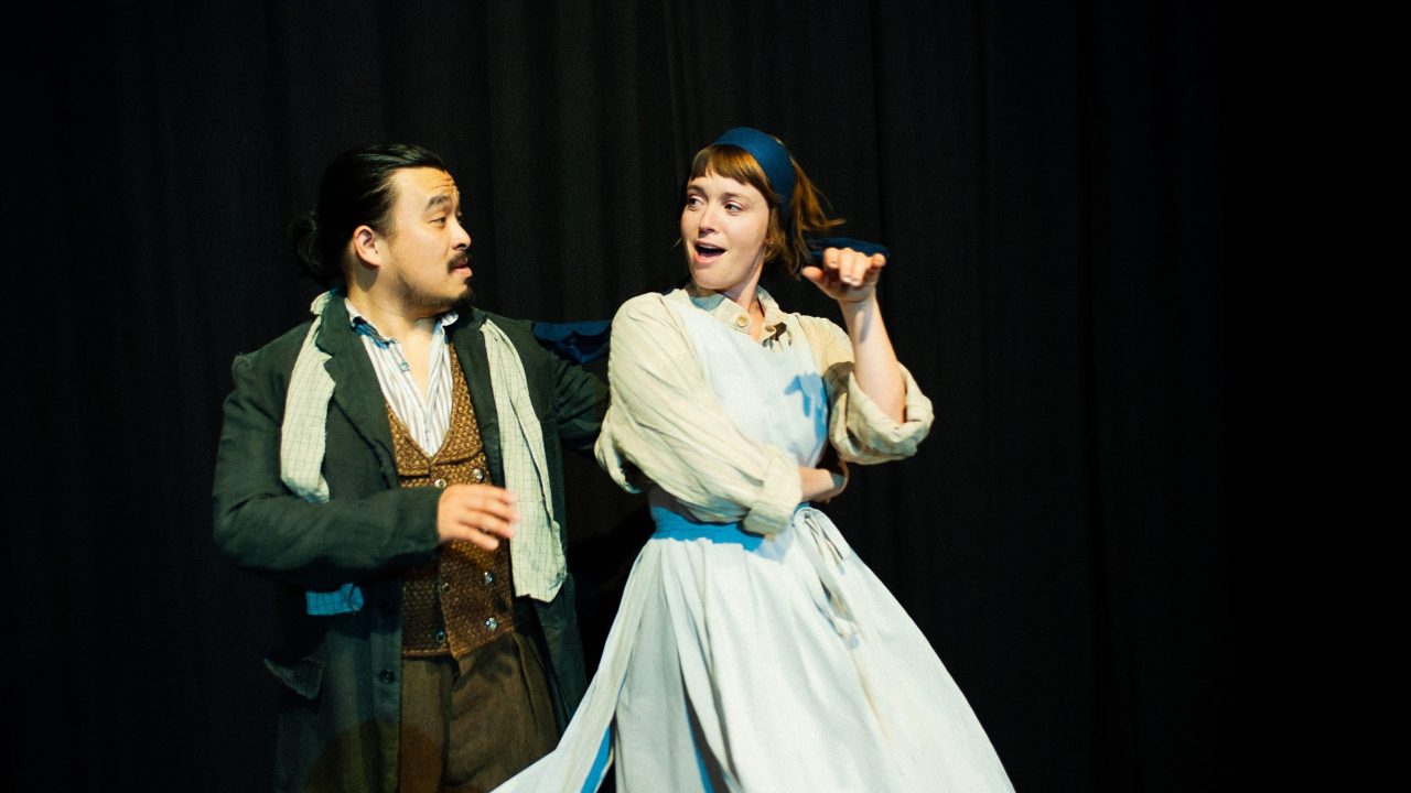 Phil Wong as The Baker and Ruby Day as The Baker's Wife in San Francisco Playhouse's "Into the Woods," performing November 20, 2025 - January 17, 2026. Phil Wong as The Baker and Ruby Day as The Baker's Wife in San Francisco Playhouse's "Into the Woods," performing November 20, 2025 - January 17, 2026.